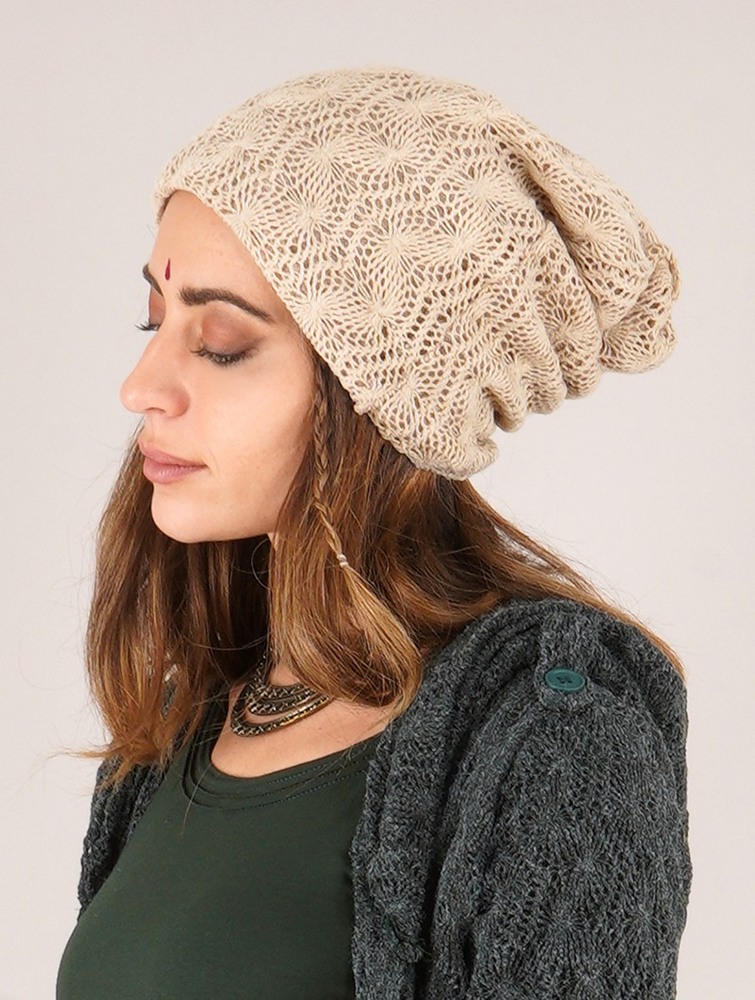 Toonzshop Sükk Crochet Dreadlocks Big Beanie Mössa Dam Beige | TKSEU-8576