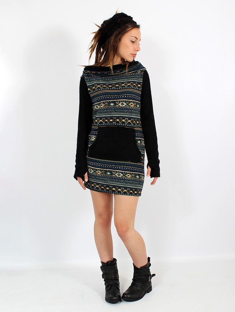 Toonzshop Suwanna Pirun Sweater Dress Klänning Dam Svarta | AJSYB-1897