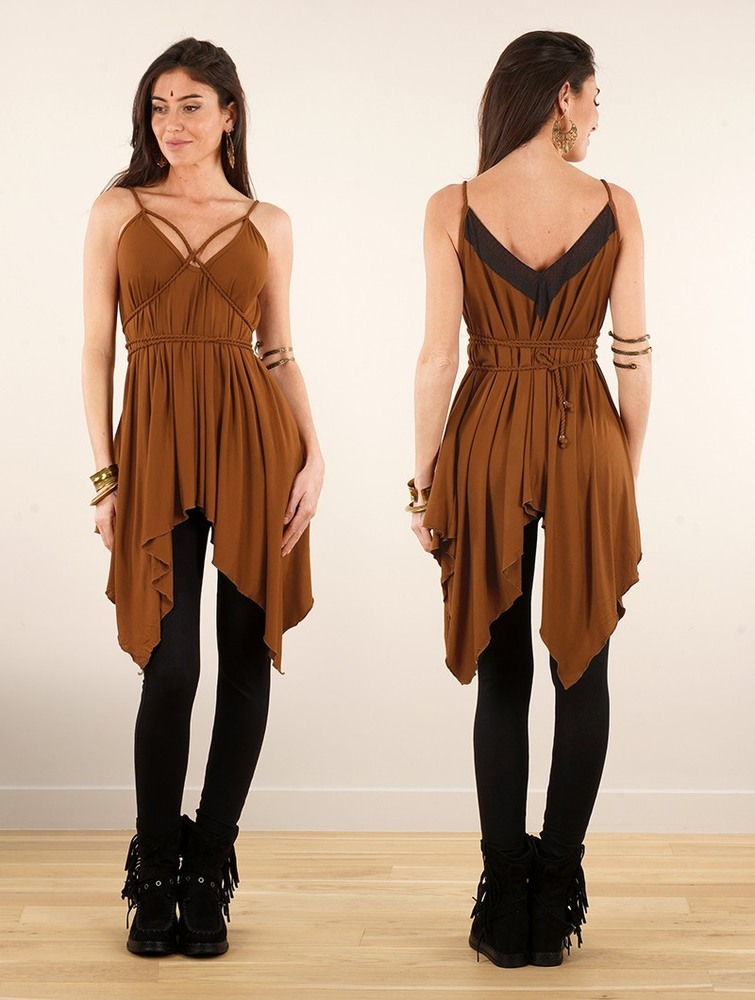 Toonzshop Topäaz Loose And Reversible Strappy Tunic Blast Dam Caramel | MOITL-0298