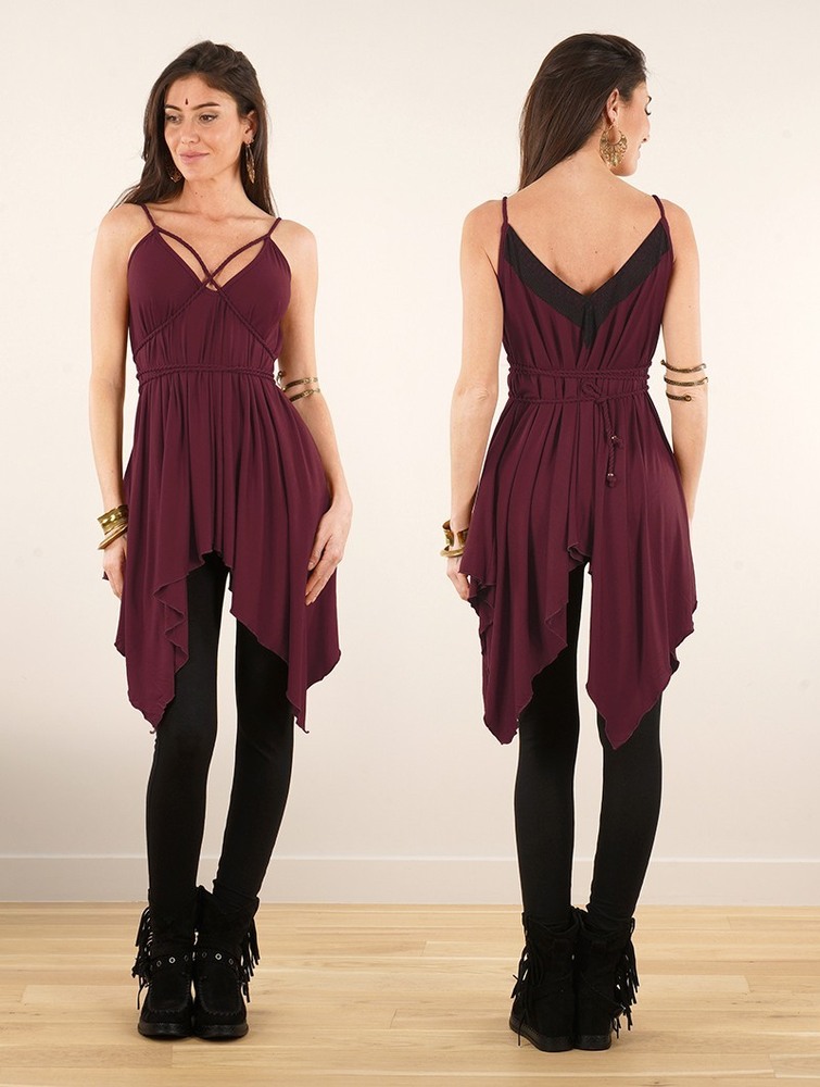 Toonzshop Topäaz Loose And Reversible Strappy Tunic Blast Dam Wine | UBCGD-2430