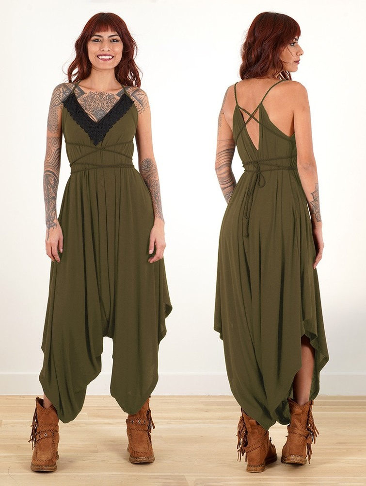 Toonzshop Topäaz Loose And Reversible Strappy Jumpsuit Jumpsuit Dam Khaki | KNRXH-5238