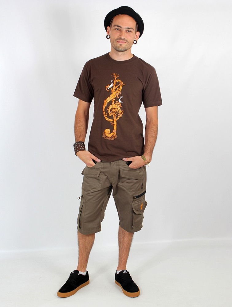 Toonzshop Vegetal Treble Clef Printed Short Sleeve T-shirt T-Shirt Herr Bruna | UVAJI-4280