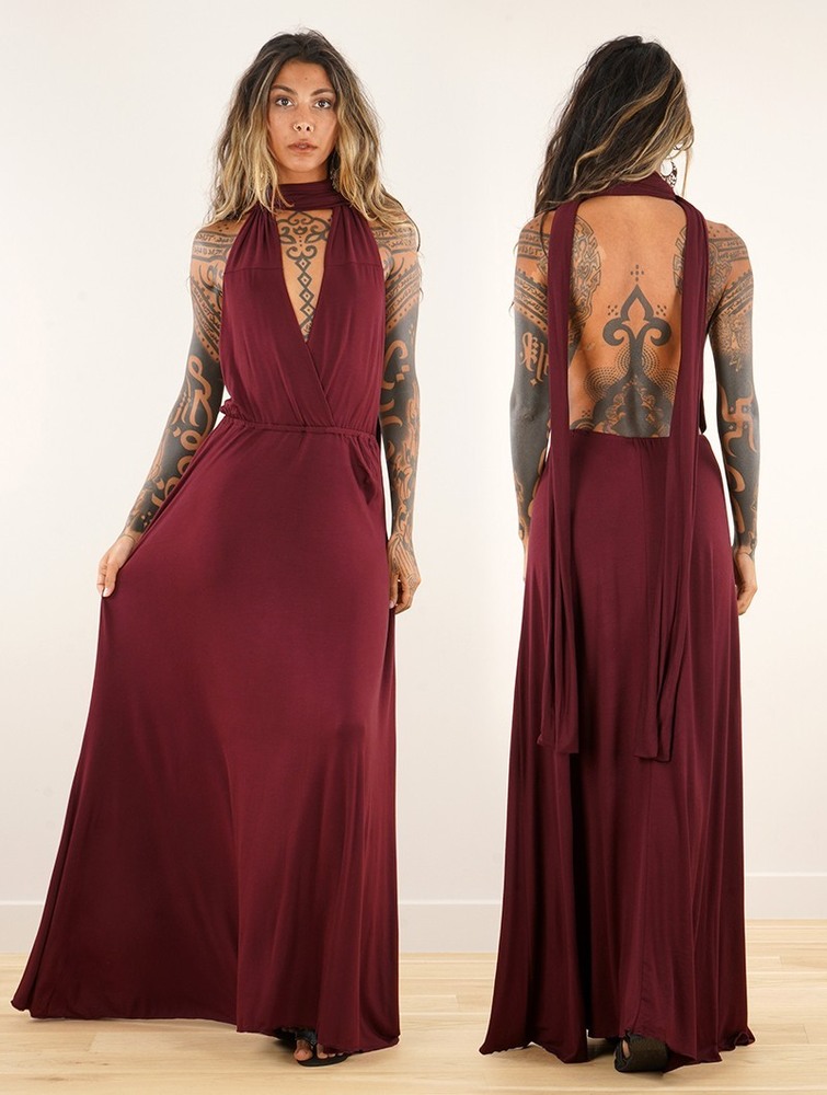 Toonzshop Wakiza Long Infinity Dress Klänning Dam Wine | NPQOM-2140