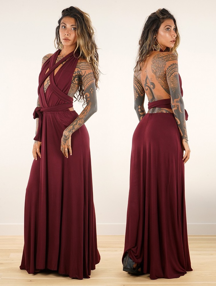 Toonzshop Wakiza Long Infinity Dress Klänning Dam Wine | NPQOM-2140