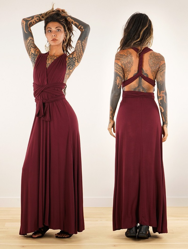 Toonzshop Wakiza Long Infinity Dress Klänning Dam Wine | NPQOM-2140