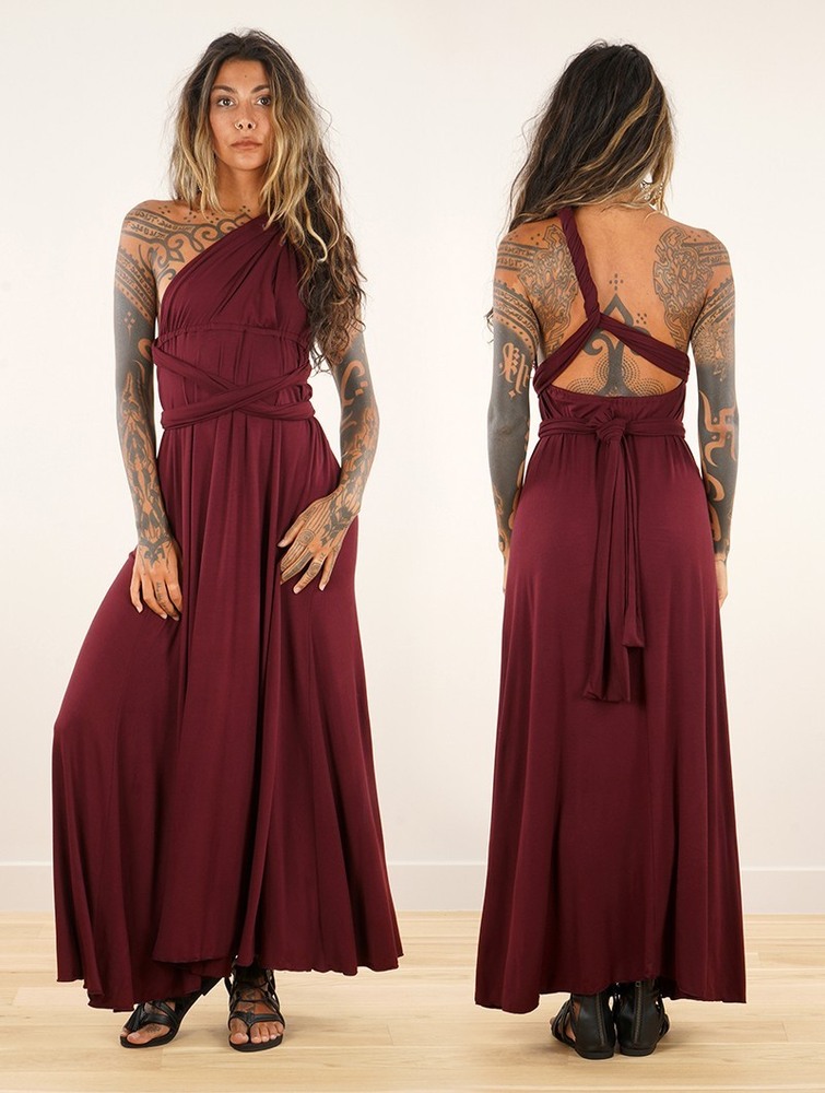 Toonzshop Wakiza Long Infinity Dress Klänning Dam Wine | NPQOM-2140