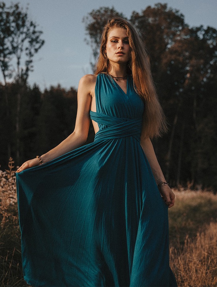 Toonzshop Wakiza Long Infinity Dress Klänning Dam Blå | KFCTO-4206