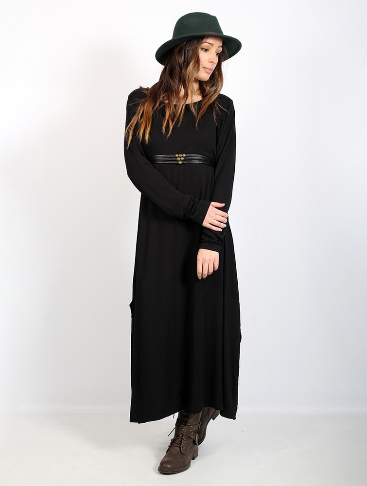 Toonzshop Wasilah Long Sweater Dress Klänning Dam Svarta | RCYFS-1372