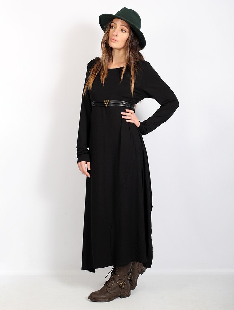 Toonzshop Wasilah Long Sweater Dress Klänning Dam Svarta | RCYFS-1372