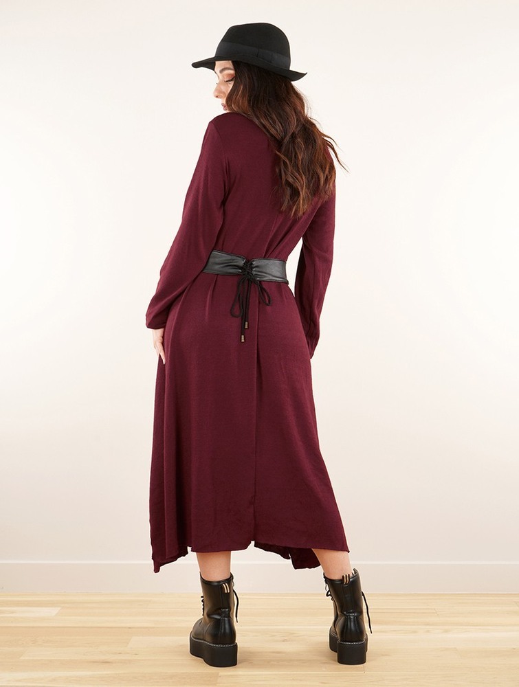 Toonzshop Wasilah Long Sweater Dress Klänning Dam Wine | VQABT-5794