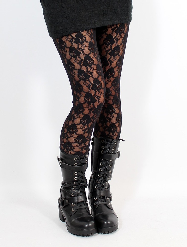 Toonzshop Yaö-kö Lace Long Leggings Leggings Dam Svarta | PIMGR-4790