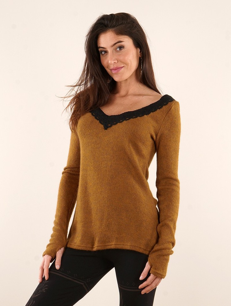 Toonzshop Ysälys Reversible Crochet-neck Sweater Tröja Dam Rusty | CEWGA-2519